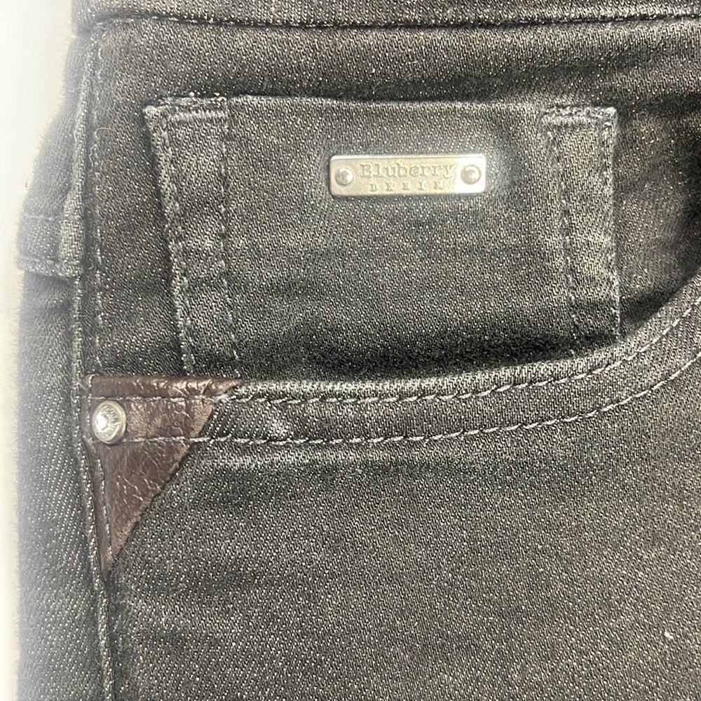 PREOWNED BLUBERRY DENIM Boack Stretchy Pull-on Straight-leg Jeans **dorado1118**